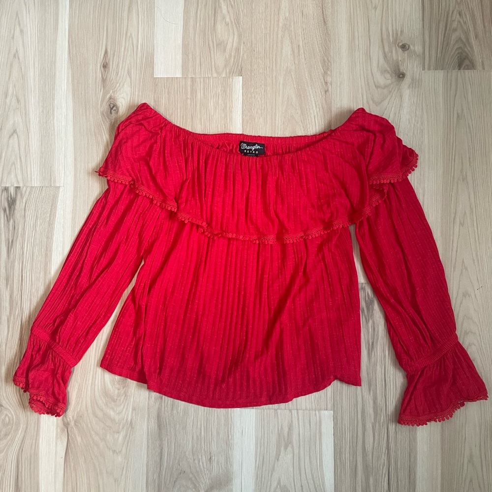 Wrangler Retro cropped off the shoulder top